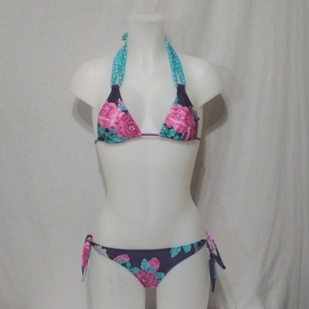 NWT VIX Paula Hermanny Designer Floral Teeny Triangle Bikini Set 2-Piece Small